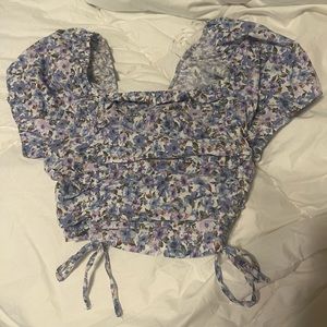 Floral lace up crop top